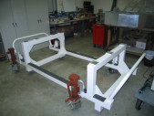Instrument cart with casters, jacks, and tape