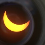 View of the partial eclipse through the 8-inch SCT with solar filter.